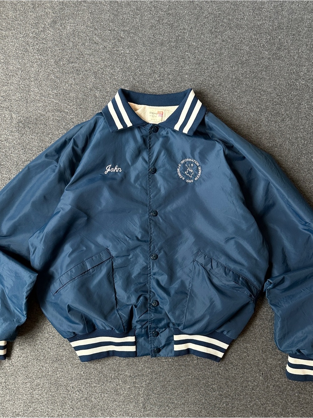 Blue varsity Jacket with White Embroidered Logo